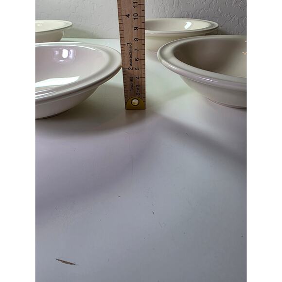 CRATE & BARREL Cream Marbury Rim 8.75" Soup Cereal Bowl Portugal Set of 2 - Picture 6 of 7